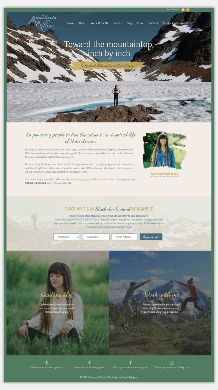 adventure hiking coach web design