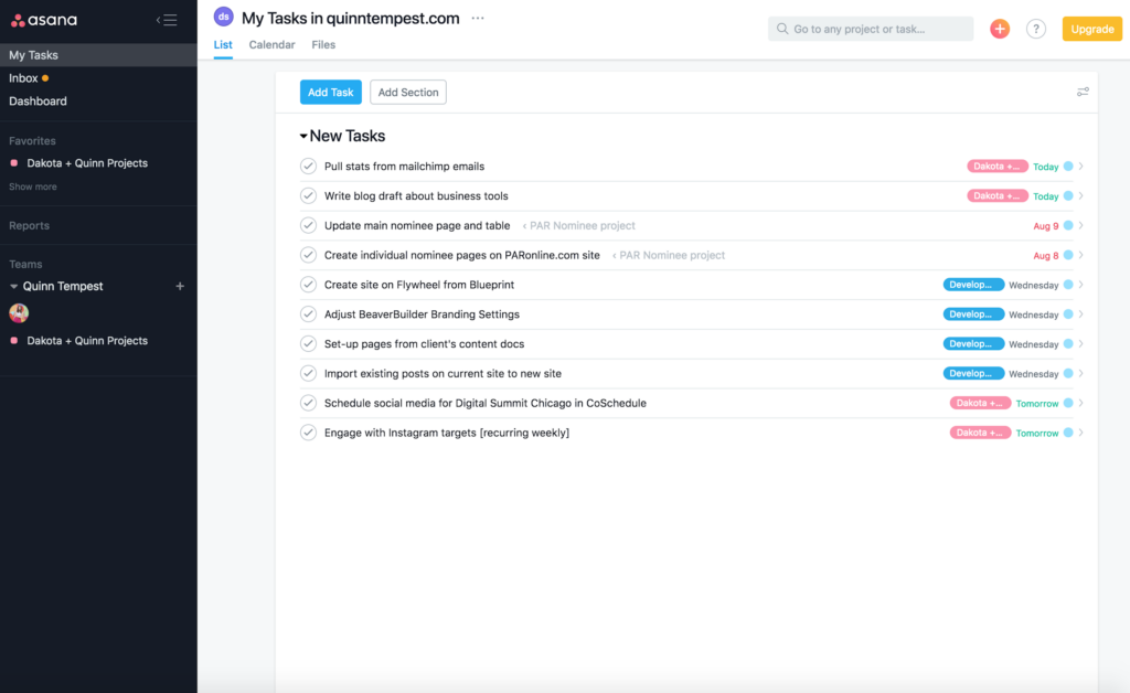 Asana Screenshot